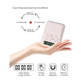 SURARK Multi-Function Electronic Clock Timers - Cute Timer Digital for Gym, Break Time, Cooking, Meeting, Classroom (AAA Battery Not Included)-Pink