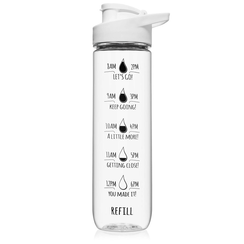 NatureWorks HydroMATE 32oz Motivational Water Bottle (White)