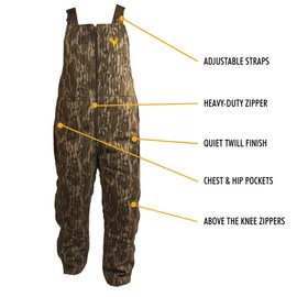 HOT SHOT Men’s InsulatedMO Original Bottomlands Camo Bib, Adjustable Height, Leg Zippers, Designed for All Day Comfort, Large