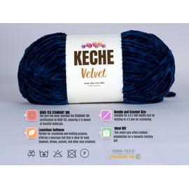 Keche Velvet Yarn for Crocheting, Soft Chenille Bulky Baby Blanket Amigurumi Yarn 2x100 gr (2x132 yds) (2 Skeins) (Navy Blue)