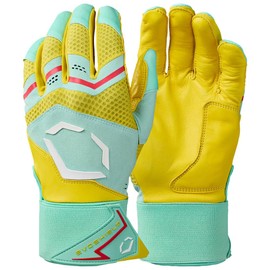 Evoshield Adult Limited Edition Carbyne Batting Gloves W/Strap Yellow/Red Medium