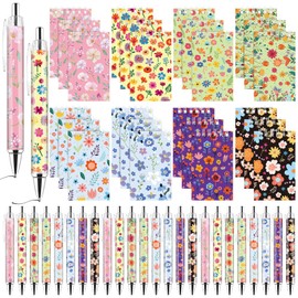 Aoesuny 48 PCS Floral Pens Flower Ballpoint Pens Flower Notepads Set Back to School Gift Employee Gifts Gift for Student School Office Supplie, Wedding Favors, Floral Design, Bridal Shower