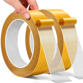 PACKKA Double Sided Fabric Tape Heavy Duty Mounting Tape, 2 Packs Double Stick Carpet Tape Two Sided Tape Rug Tape Gripper Clear Tape for Clothes Carpet Arts, 1inchx33FT10m