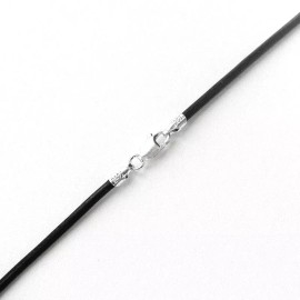 Loralyn Designs 20 Inch Black Leather Necklace Cord 2mm Sterling Silver Lobster Clasp Hardware