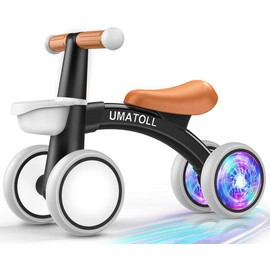 Umatoll Colorful Lighting Baby Balance Bike Toys for 1 Year Old Boys Gifts, Adjustable Seat Baby Walker, One Year Old Boy Birthday Gifts, 12-24 Months Toddler First Ride on Toys with Removable Basket:_Pink