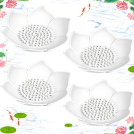 Lotus Shower Steamer Tray, Silicone Soap Dish, 4 Pack Lotus Flower Shape Shower Steamer Tray Small Self Draining Bar Soap Holder for Kitchen Bathroom Counter