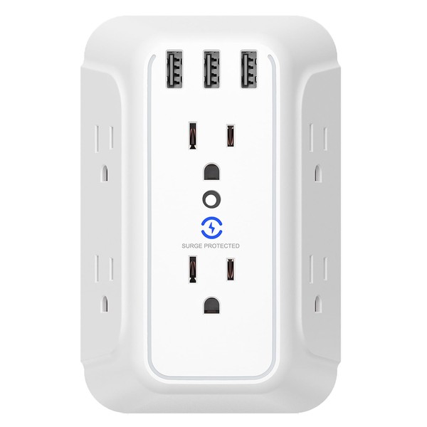 BOSTOM.F Regleta de Pared Multicontacto con Enchufes para 6 Tomas