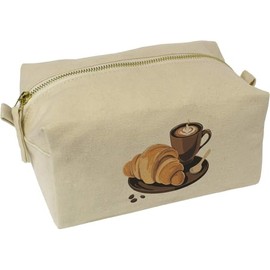 'Coffee and Croissant ' Canvas Wash Bag/Makeup Case (CS00036585)