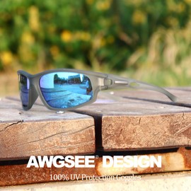 AWGSEE Polarized Sports Sunglasses for Men 100% UV Protection Wrap Around Unbreakable Sun Glasses for Fishing Driving