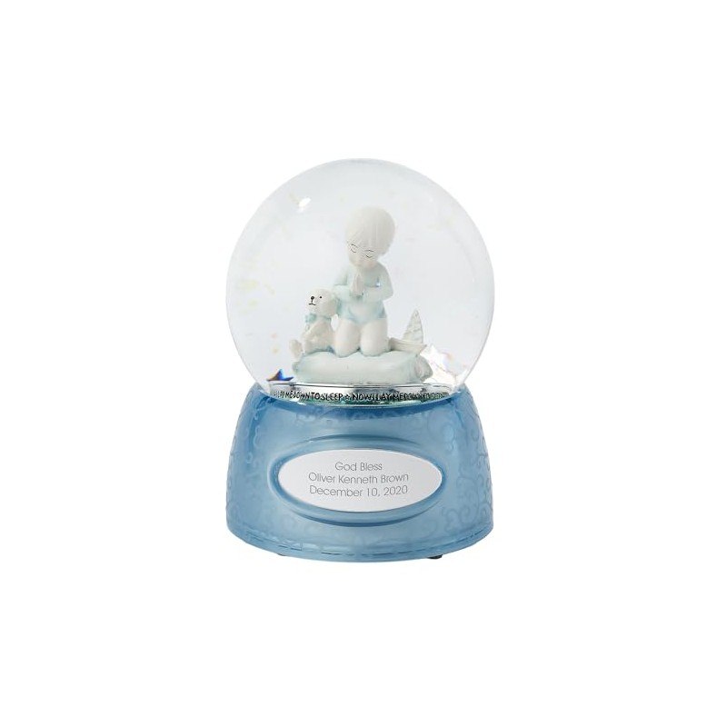 Things REMEMEBERED Engraved Praying Boy Musical Snow Globe (Free Customization),