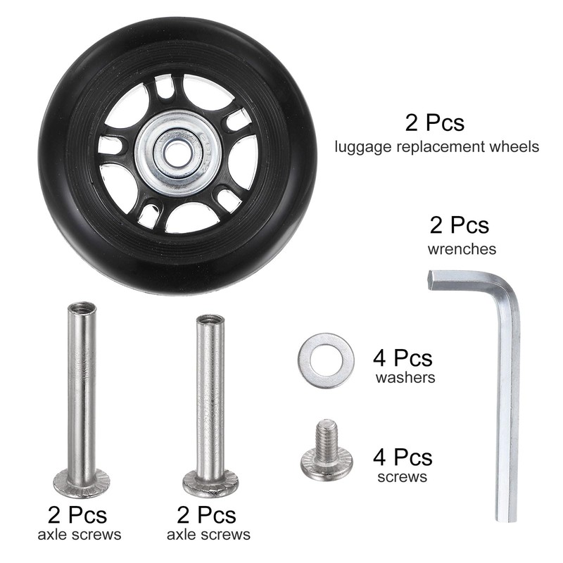 uxcell Replacement Luggage Wheels 70x24mm Suitcase Wheel Repair Kits Include