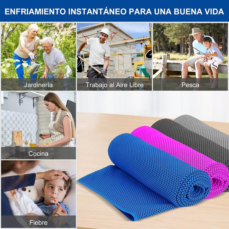 Toalla de Enfriamiento Deportiva Secado Rápido, 4 Piezas, 100 x