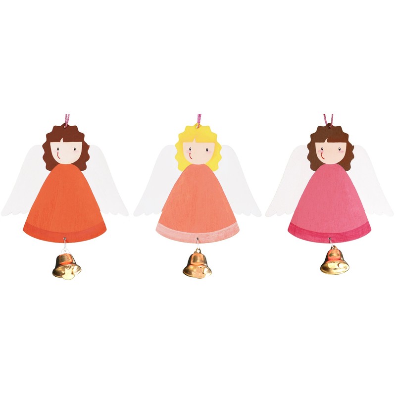 Sunny Sue 100/Wooden Curly Angel Pendants – Set of 6