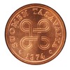 1974 Finland 5 Pennia Uncirculated Coin Genuine Black Leather Cuff