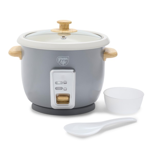 GreenLife Electric Rice Cooker, 3-Cups Uncooked/6-Cups Cooked, Removable PFAS-Free Nonstick