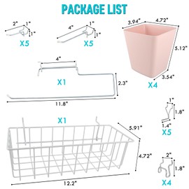 G.CORE Peg Board Organizer 21 Pack, Pegboard Accessories with Baskets Cups Hooks - 1/8" & 1/4" Peg Board Wall Tool Organizers, Utility Holders & Hangers for Garage Craft Workbench