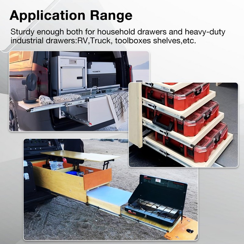 REGUDA Heavy Duty Locking Drawer Slides Full Extension Runners with