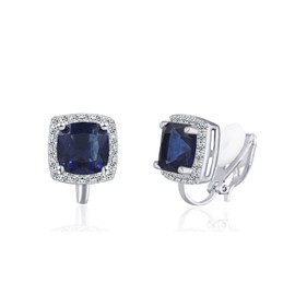 QUKE 7 mm Cubic Zirconia Crystal Clip On Earrings Square Not Pierced Stud Earrings for Women Girls, Crystal