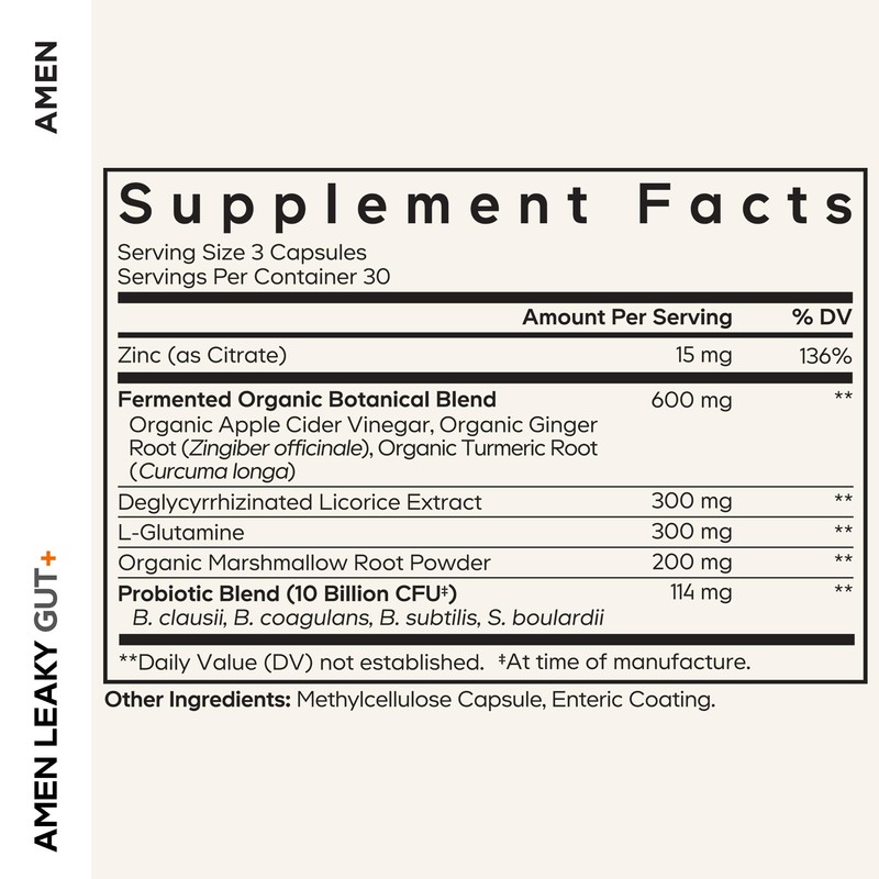 Amen Leaky Gut Supplement - Advanced Formula with Bioavailable L