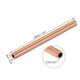 TA-VIGOR Copper Round Tube, 6mm OD 1mm Wall Thickness 300mm Long Straight Pipe Tubing for Hobbies, Crafts, Building Models, Building Decorations, Frames, Industrial, Gardening Products