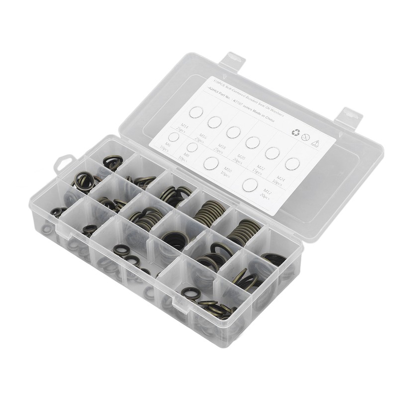 170PCS Set Drain Plug Gasket 10 Sizes Rubber and Metal