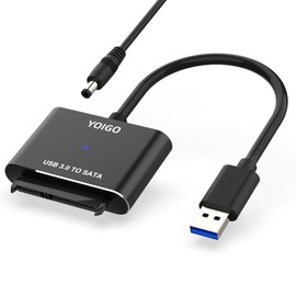 YOIGO SATA to USB3.0 with Power Adapter, Aluminum USB 3.0 to SATA Cable, Compatible with 3.5/2.5 inch Hard Drives HDDs and SSDs