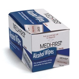 Medi-First 22150 Almohadillas de preparación para la piel con alcohol, 50 por caja