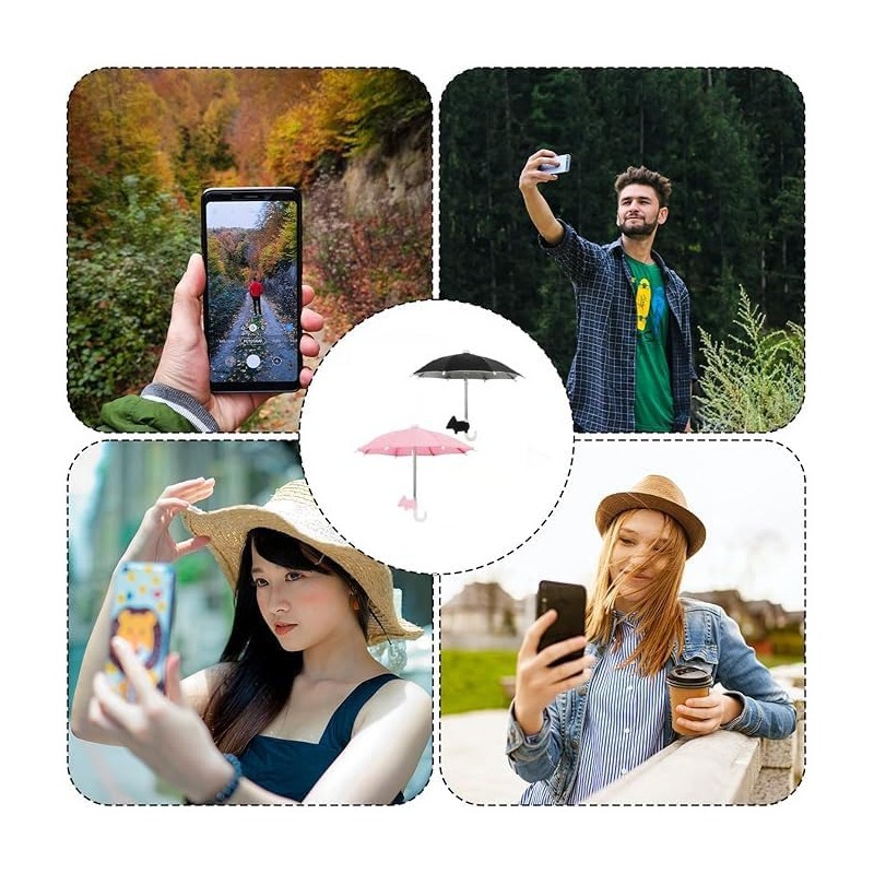 NT-ling 2pcs Cell Phone Umbrella,Outdoor Multi-Function Cute Phone Sunshade Umbrellas