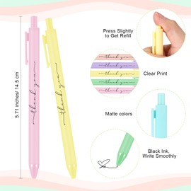 Dispowreath 50 Pcs Thank You Pens Bulk Multicolor Ballpoint Pens Thank You Gift for Men Women Employee Holiday Appreciation Gifts for Teacher Office Party Favors