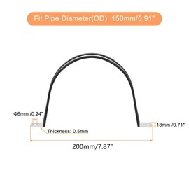 TA-VIGOR 6Pcs Black U-Shaped 150mm Pipe Clamp, Stainless Steel Hose Clamp with Rubber Cushioning for Pipe Tube Wire Fixing, Laying Plumbing, Electricity, Exhaust