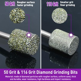 Pack of 24 Diamond Burrs Compatible with Dremel, Diamond Grinding Pins, Grit 50 116, Diamond Cutter with 3 mm Shank Fit for Stone Glass Ceramic Carving, Grinding, Polishing, Engraving