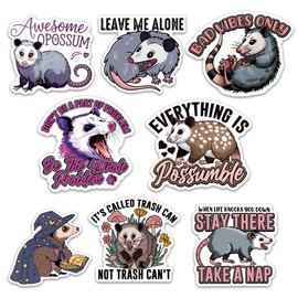 Possum Sticker 8 Pcs (Large Size) Vinyl Stickers Laptop Waterproof Decal for Car Bumper Water Bottle Notebook Luggage Window Funny Party Birthday Decorations - Size 4 Inches