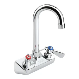 AA Faucet 4" Wall Mount Commercial Hand Sink Faucet with 3-1/2" Gooseneck Spout, Brass Construction Chrome Polished for Restaurant Kitchen NSF Approved