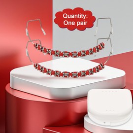 1 Pack Fake Braces, Temporary Tooth Decoration with Metal Wires, Metal Brackets and Orthodontic Ligature Ties, Suitable for Orthodontists to Explain, for Dental Students to Practice (Red)