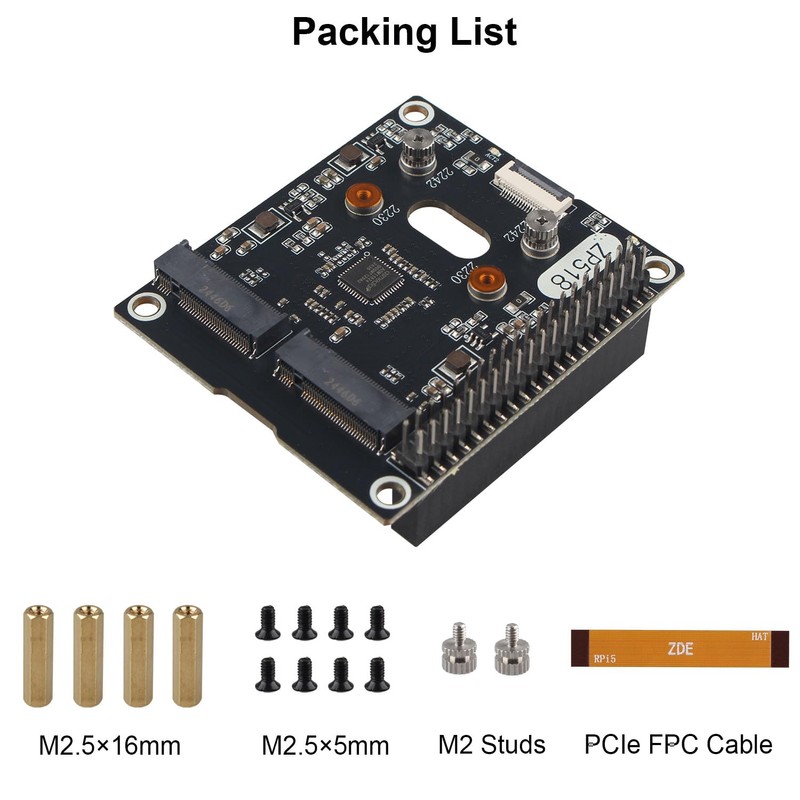 ZDE ZP518 PCIe to Dual M.2 HAT Key-M NVMe SSD