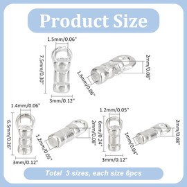 PH PandaHall 18pcs 925 Sterling Silver Cord Ends Caps, 3 Sizes Leather Cord End Glue in Barrel End Caps Tube Beads Ends Connectors for Jewelry Making Necklace Bracelet Anklet DIY Crafts