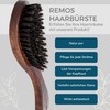 REMOS Hair Brush with 100% Wild Boar Bristle Walnut Wood