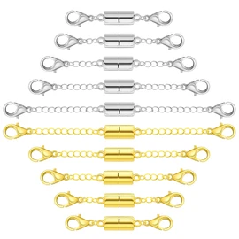 Magnetic Necklace Extender, Magnetic Necklace Clasps and Closures with Extender Chains, Adjustable Necklace Extenders, Bracelet Extender, Gold and Silver Chain Extension for Necklaces, Multiple Sizes