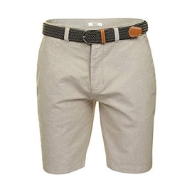 Xact Mens Cotton Oxford Chino Shorts with Belt, Regular Fit (Oxford Stone) 32