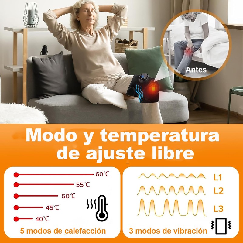 3 en 1Masajeador de Rodilla Calentado, soporte de rodilla para
