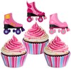 Pink Roller Skating Cupcake Toppers