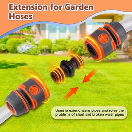 Hejo Hose Coupling Set, 4 Pieces Hose Connector 13 mm with 2 Pieces Coupling, Hose Coupling for Hose Extension, Hose Connection 1/2 Inch for Family Garden