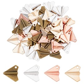 DICOSMETIC 60pcs 4 Colors Paper Airplane Charms Tibetan Style Alloy Charms 3D Paper Plane Charms Small Antique Bronze Gold Silver Aircraft Pendants for Jewelry Making DIY Crafts, Hole: 1.8~2mm, alloy,