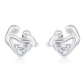Dreamboat Dog Stud Earrings for Women 925 Sterling Silver Hug Puppy Jewelry Gifts for Dogs Lover
