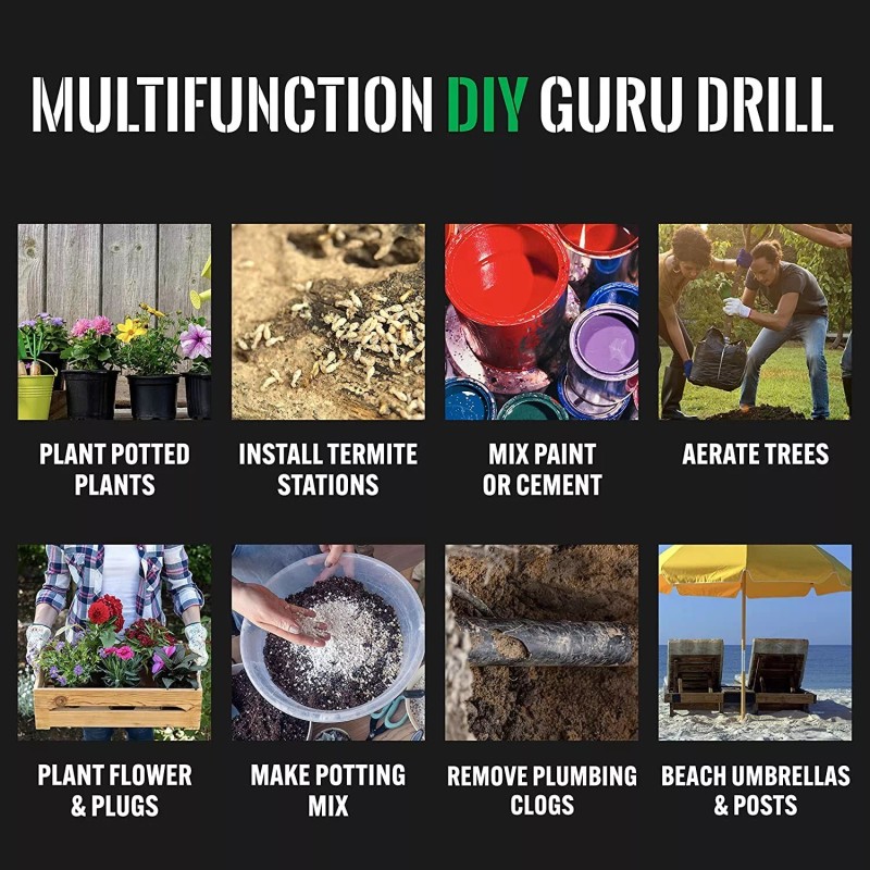 Power Planter DIY Guru Garden Auger Purple- 3"x12" Drill Bit