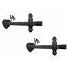 Black Gate Latches Heart Shape Design Wrought Iron Set of