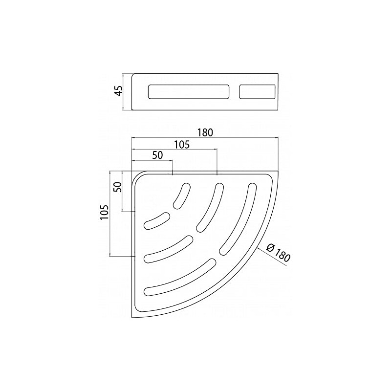 EMCO System 2 Corner Basket with Insert Corner Dimensions 180