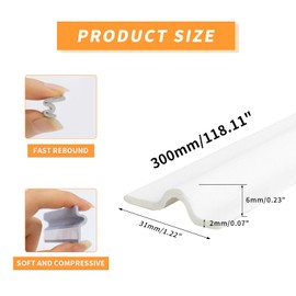 118inch/10ft Weather Stripping Door Seal Strip, Window Weather Stripping Door Seal Strip PU Foam Self Adhesive Tape for Window and Door Insulation Soundproofing, Door Sweep (White)