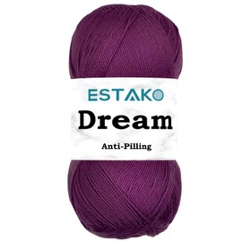 Estako Dream, 100% Microfiber Acrylic Yarn, Soft, Super Fino/Fingering Weight (1) for Crochet and Knitting 3.5 Oz (100g) / 382 Yrds (350m) (70678 - Purple)