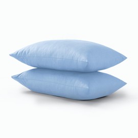 CHARKHAH Pair of Polycotton Standard Housewife Oxford Pillowcases and 100% Cotton Flannel Jersey Pillow Covers Protectors Dyed in Trendy Colors, Size 50 cm x 75 cm (Housewife Pack of 2, Sky-Blue)